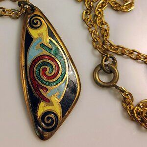 Vtg Celtic Pendant Necklace Tara Ware Dublin Cloisonne Ireland Irish